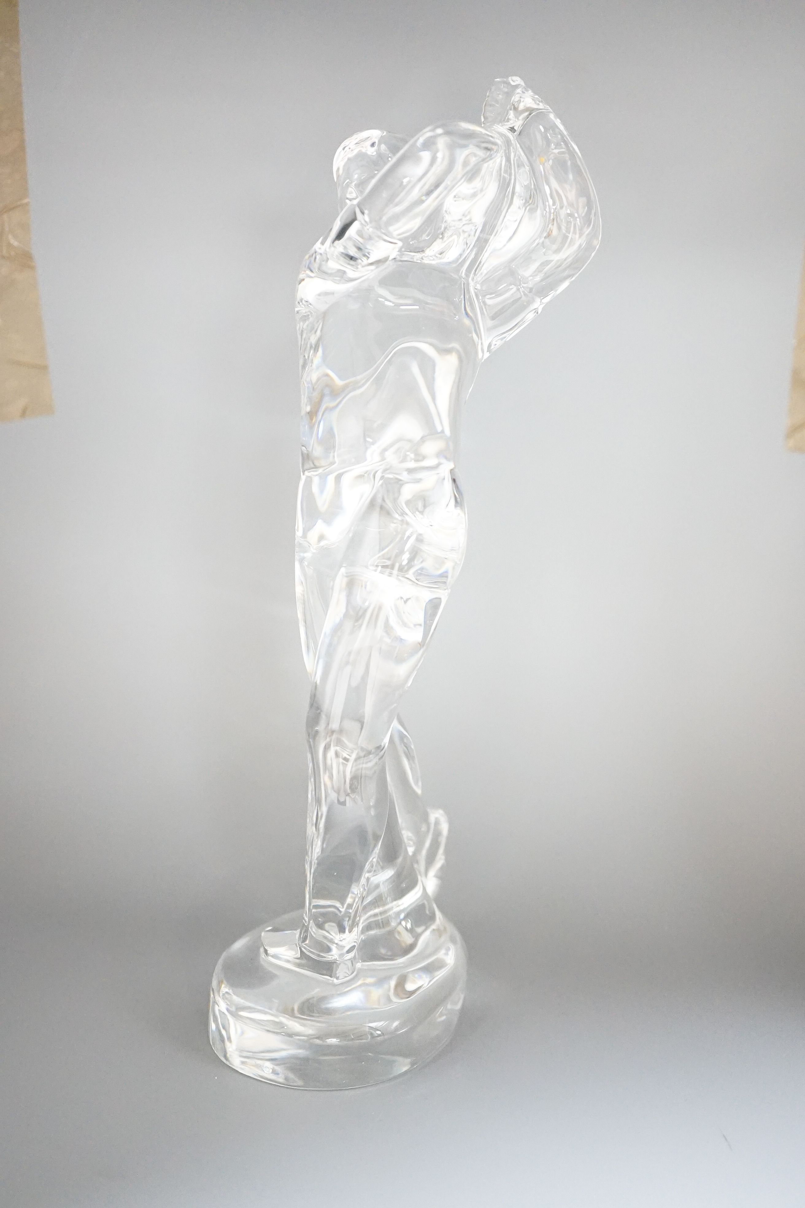 A Baccarat crystal model of a golfer ‘Norske Skog’ to base 24cm